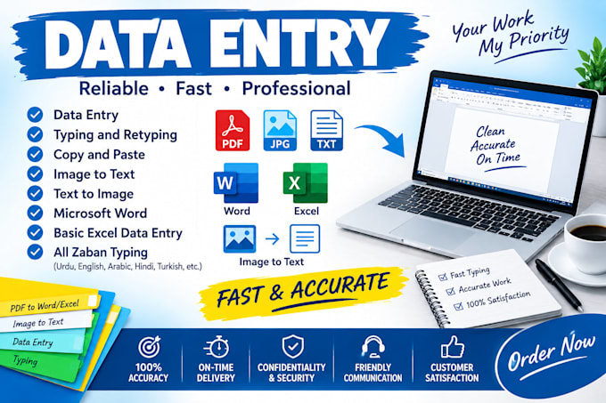 do data entry typing copy paste image to text and word excel