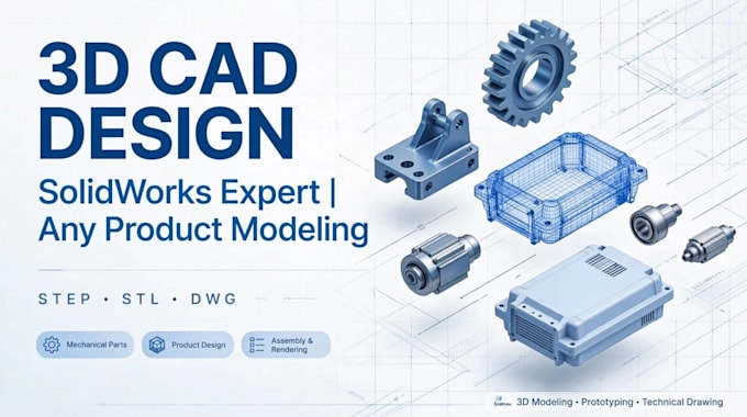 create solidworks 3d model for 3d printing, stl, step files