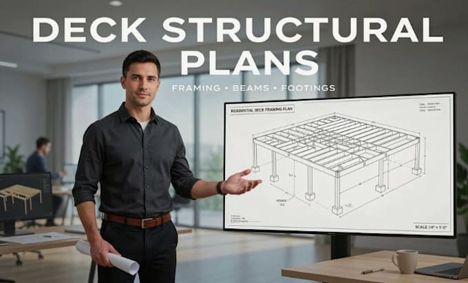 deck structural plans, framing, beams and footings