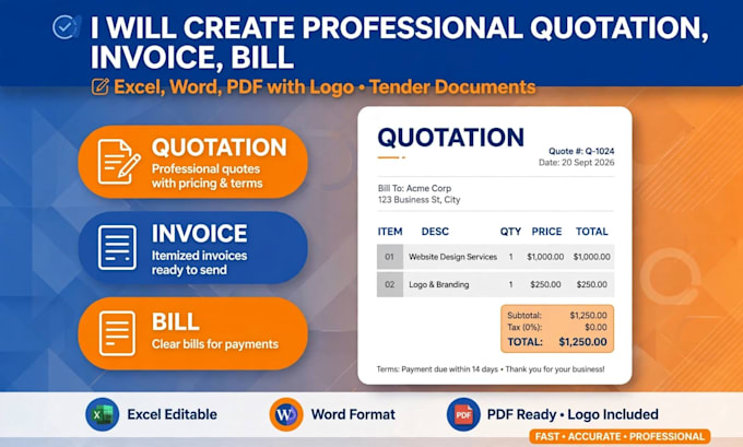 create professional civil work and facility management quotation and boq
