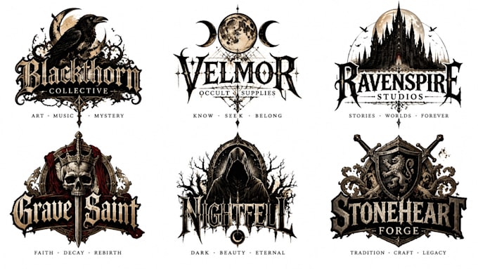 design vintage gothic, occult and medieval logo