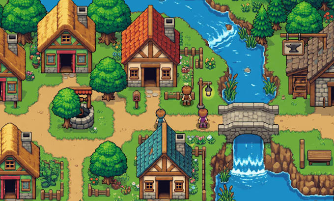 do 2d top down pixel art tileset rpg maker tilemap game assets sprite sheet