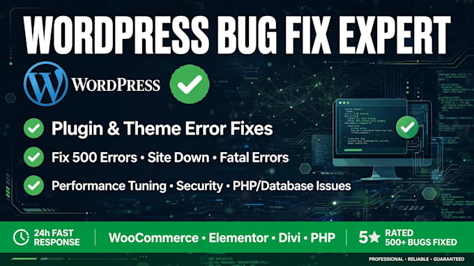 fix wordpress 500 error, critical error, elementor bug fast