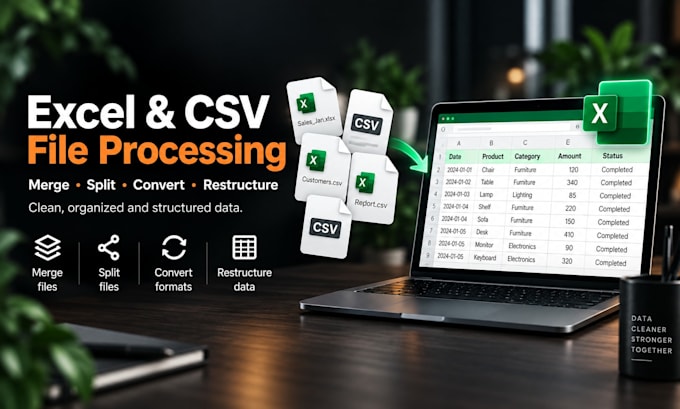 merge split convert and organize excel or CSV files