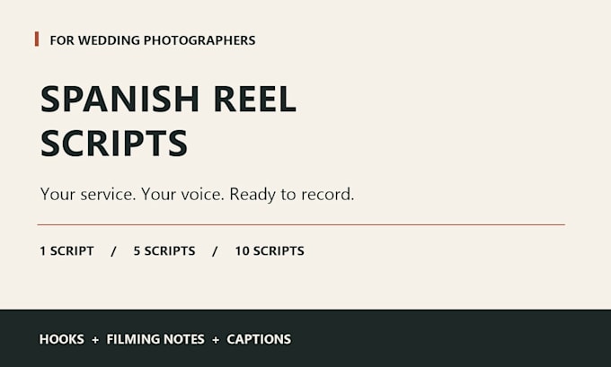 write spanish reel scripts for wedding photographers