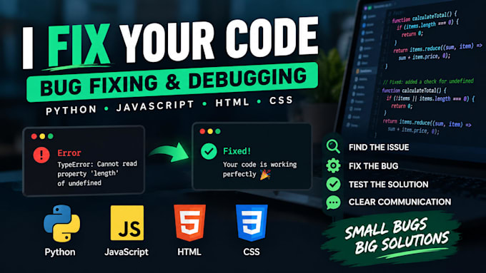fix python, javascript, HTML and CSS bugs