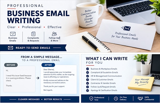 write professional business email and replies