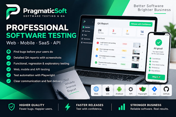 professionally test your website, mobile app or saas software