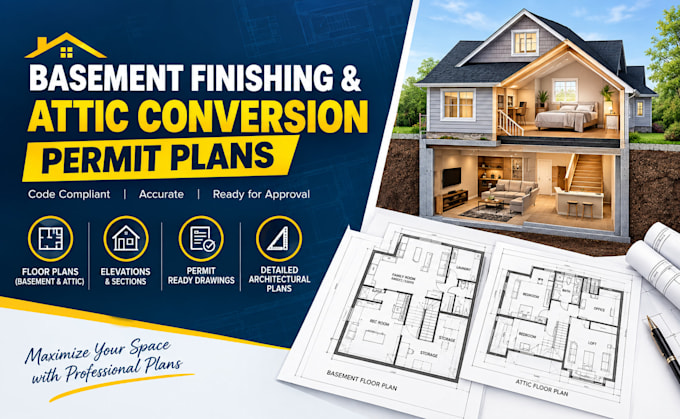 create basement finishing and attic conversion permit plans
