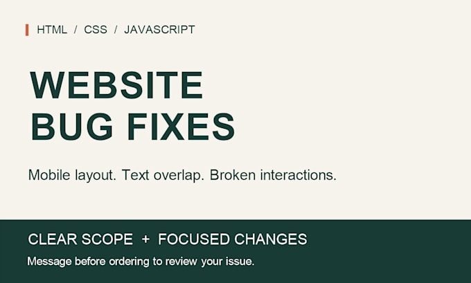 fix HTML CSS and javascript bugs on your website