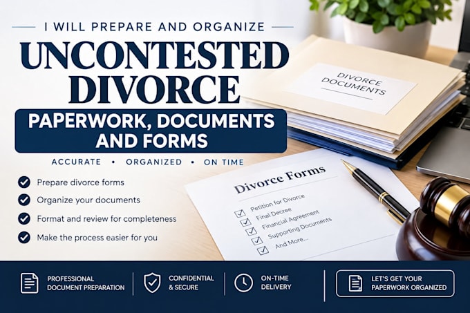prepare and organize uncontested divorce paperwork documents and forms