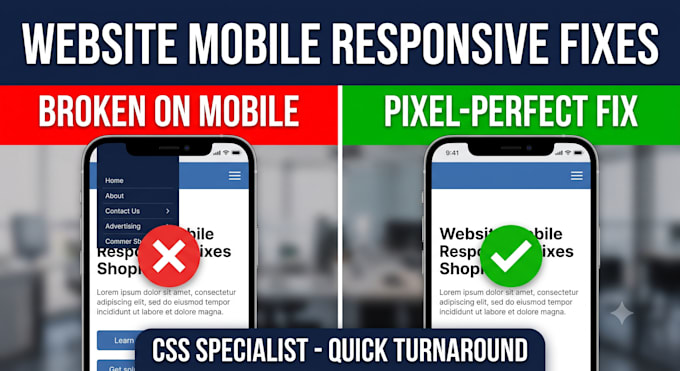 fix mobile responsive issues, broken layout, and CSS bugs on wordpress