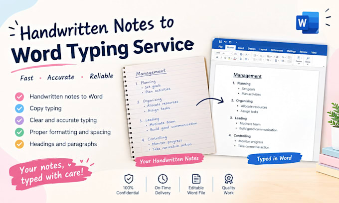 type handwritten notes into word