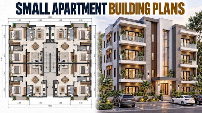 design small apartment building professional plans cad documentation
