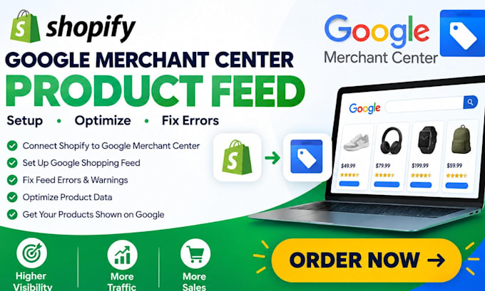 setup and optimised google merchant center product feed for shopify