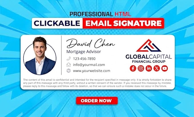 create custom clickable html email signature, outlook signature