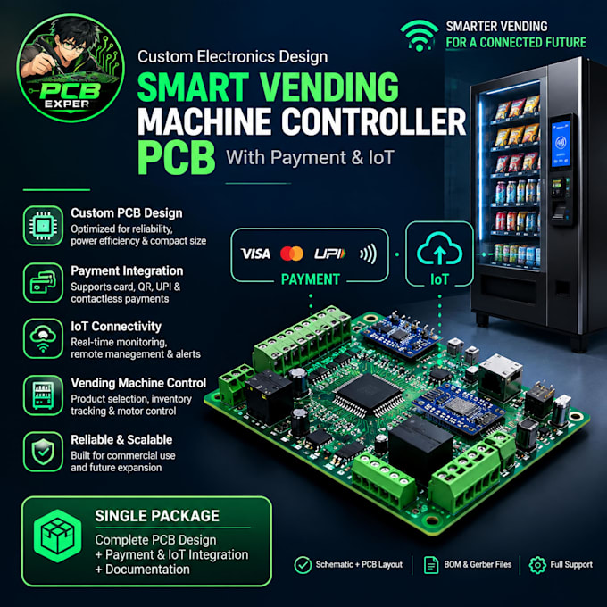 design smart vending machine controller pcb with payment and iot