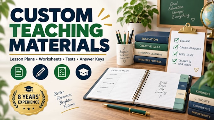 create lesson plans, worksheets, tests and answer keys