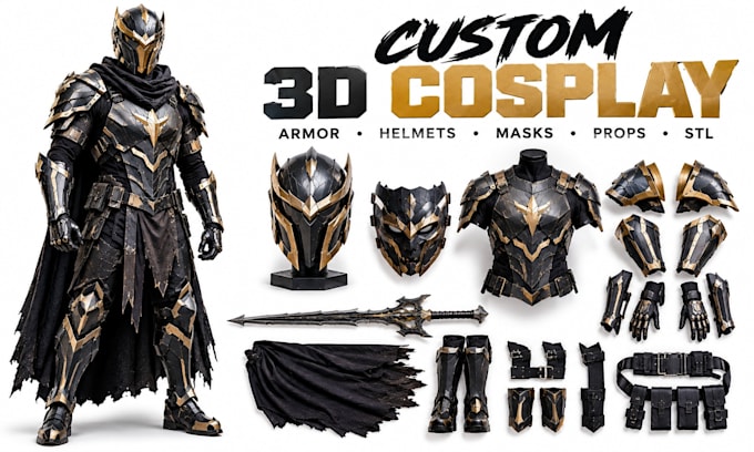 create custom 3d printable cosplay armor, helmets, masks, props and stl files