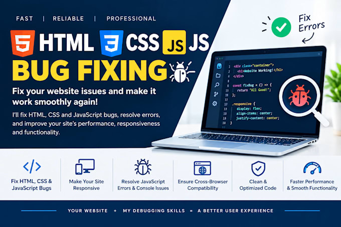 fix HTML, CSS, javascript issues on your website