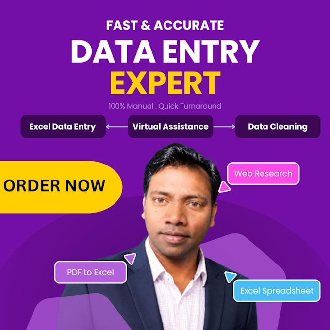 do excel data entry, data cleaning and PDF to excel conversion