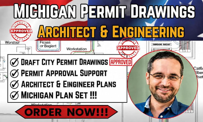 draft city permit drawings, permit approval, architect engineering michigan plan