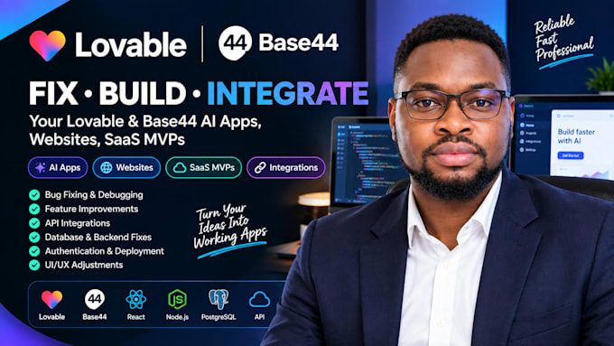fix lovable and base44 ai apps, websites, saas mvps and integrations