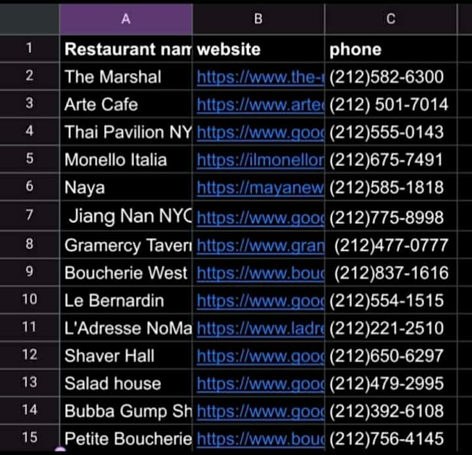 do restaurant data entry and web research for lead generation