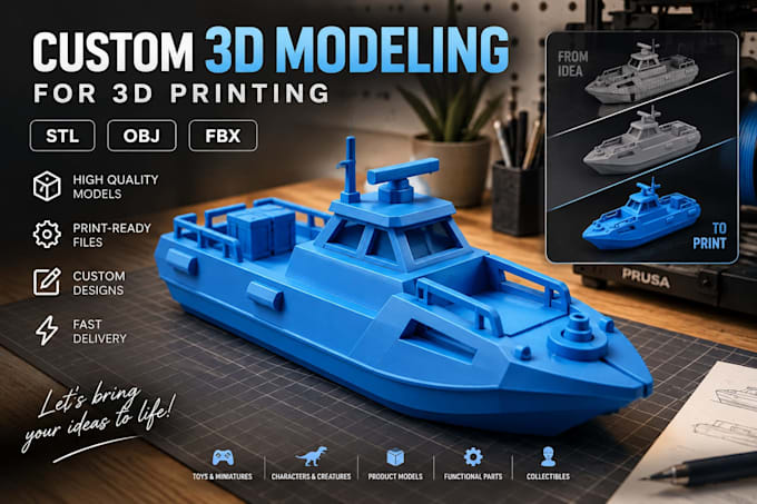 create 3d models for 3d printing, stl, obj and fbx