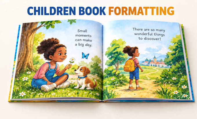 do children book formatting, picture book layout and amazon KDP formatting