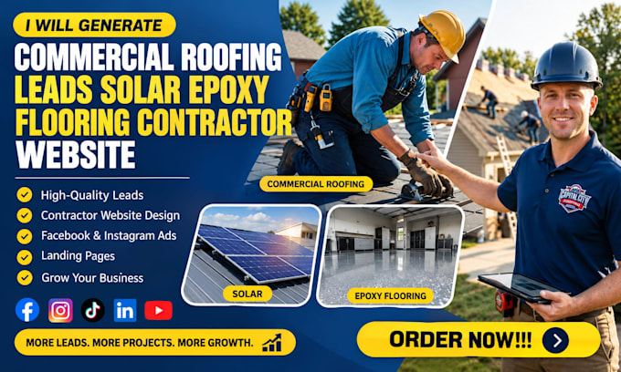 generate commercial roofing leads solar epoxy flooring contractor website