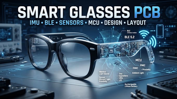 design smart glasses pcb with imu, ble and sensor integration