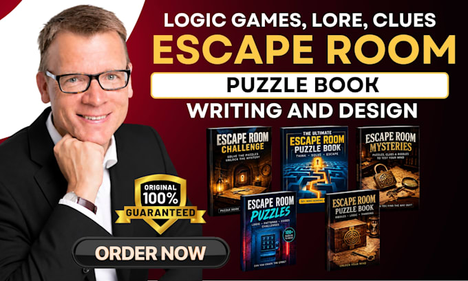 write and design custom amazon printable escape room, puzzle books, logic games