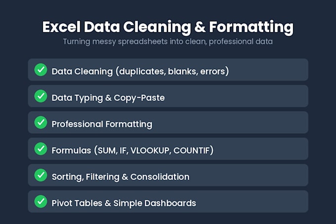 clean, organize, and format your excel data