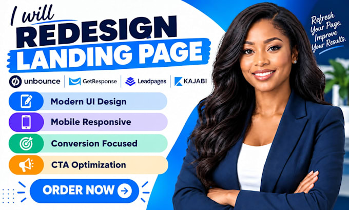 redesign unbounce getresponse leadpages kajabi landing page