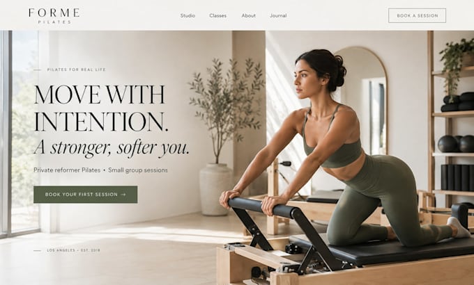 build wix pilates studio website squarespace fitness instructor website
