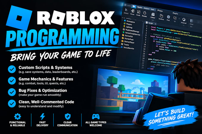 create custom roblox luau scripts and systems for your game