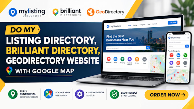 do mylisting directory, brilliant directory geodirectory website with google map