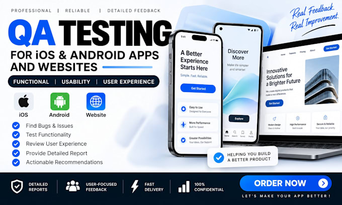 qa test your ios android app and review your website user experience