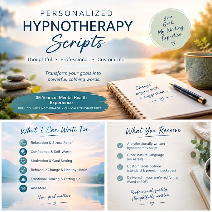 write a personalized hypnotherapy or hypnosis script