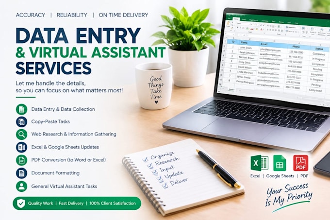 do data entry, web research, and virtual assistant tasks