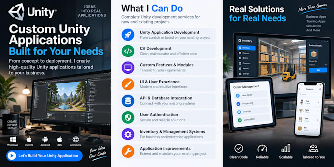 develop, debug and add features to your unity  application