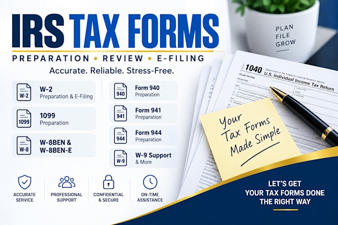 efile form w2, w9,w8 ben, 1099, 941, 940,944, 1040 forms