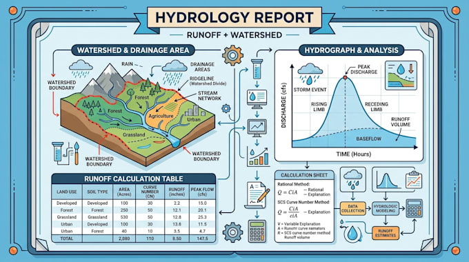 prepare hydrology reports and runoff calculations