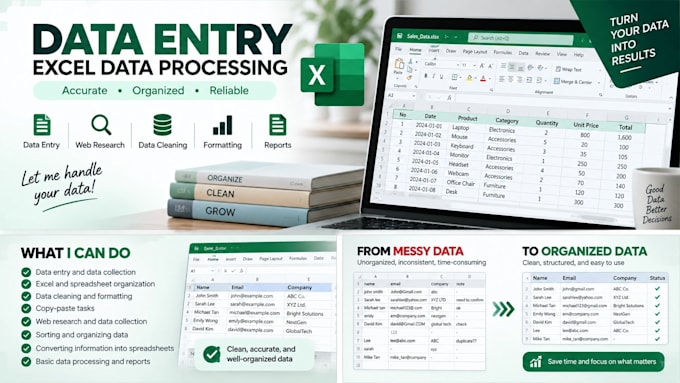do accurate data entry and excel data processing