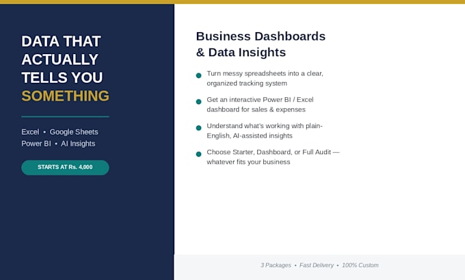 build a business dashboard or excel tracker with data insights