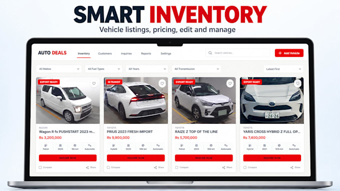 build a car dealership website with vehicle inventory
