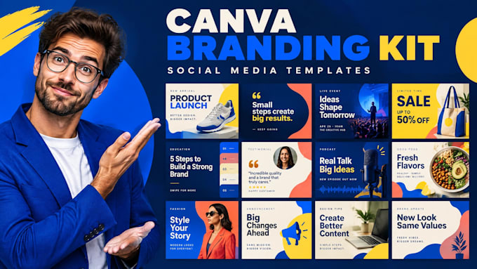 create professional canva branding kit and canva social media posts templates