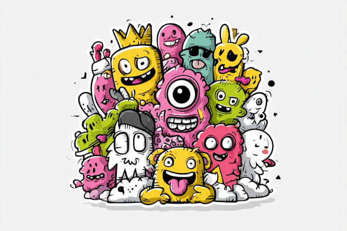 draw cute kawaii doodle illustrations for stickers