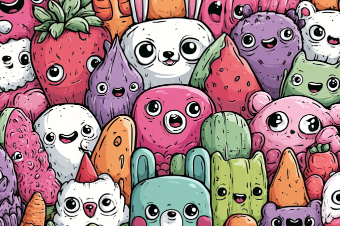 create cute doodles, illustration, sticker design